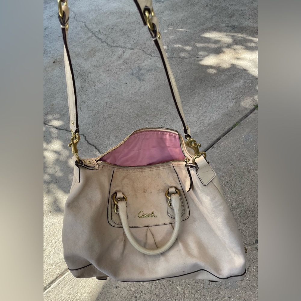 Coach Ashley Cream and Pink tote- Rehab